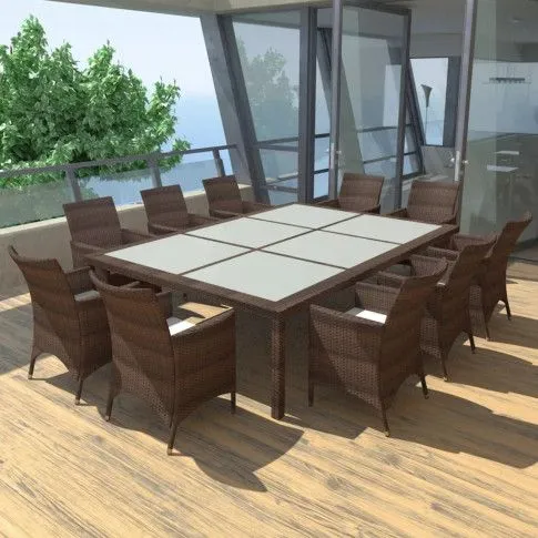 Fotografia Zestaw mebli ogrodowych Tamis - brązowy z kategorii Stoły, krzesła, ławki