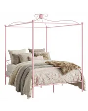Metalowe łóżko rustykalne z baldachimem 140x200 cm - Ifrexi w sklepie Edinos.pl