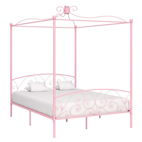 Metalowe różowe łóżko Orfes