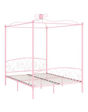 Różowe małżeńskie łóżko rustykalne 160x200 cm - Orfes w sklepie Edinos.pl