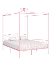 Różowe metalowe łóżkoo małżeńskie 180x200 cm - Orfes w sklepie Edinos.pl