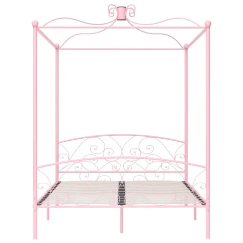 Różowe duże łózko metalowe Orfes