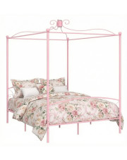 Różowe podwójne łóżko rustykalne 180x200 cm - Ifrexi w sklepie Edinos.pl