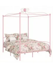 Różowe podwójne łóżko rustykalne 180x200 cm - Ifrexi w sklepie Edinos.pl