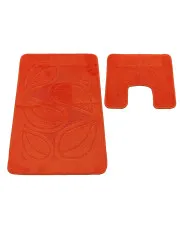 Nowoczesny jasnopomarańczowy komplet dywaników do łazienki - Blumen