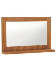 Prostokątne lustro z półką i ramą z drewna tekowego - Iglosse
