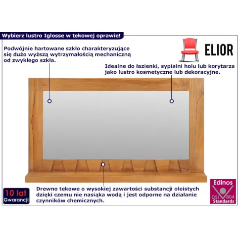 Prostokątne lustro w stylu rustykalnym Inglosse