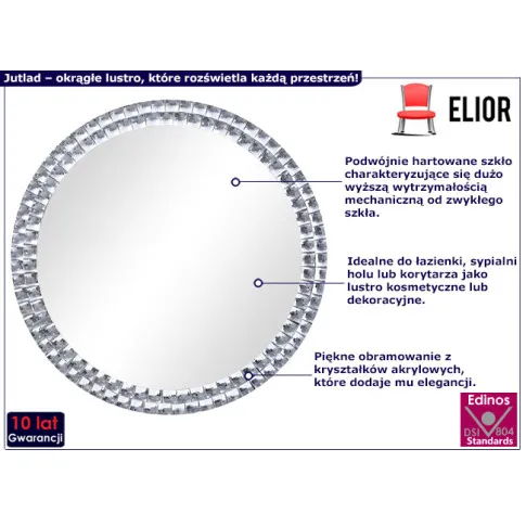 Srebrne lustro w stylu glamour Jutlad