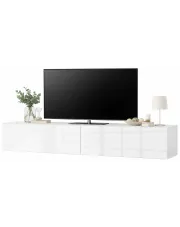 Długa wisząca szafka rtv biały połysk 180 cm - Falmi w sklepie Edinos.pl