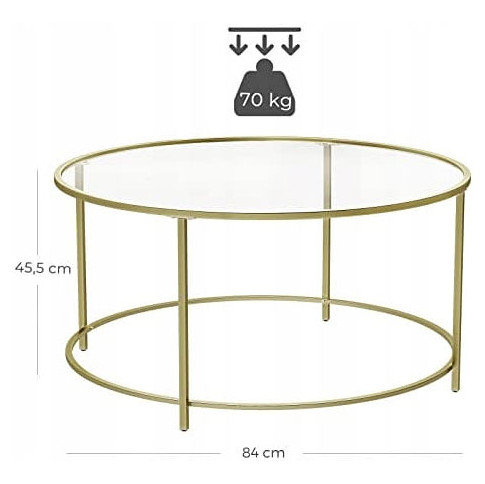 Wymiary złotej okrągłej szklanej ławy kawowej Sixo