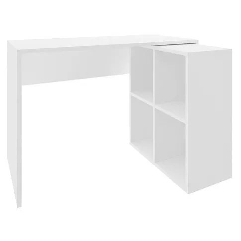 Zdjęcie produktu Białe biurko dziecięce, młodzieżowe nowoczesne z regałem - Ribon.