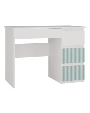 Prawostronne biurko dla dzieci biały + miętowy - Arsa 3X