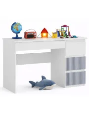 Prawostronne biurko młodzieżowe nowoczesne biały + niebieski - Bano 3X w sklepie Edinos.pl