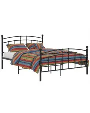 Czarne metalowe łóżko małżeńskie 200x200 cm - Serafi w sklepie Edinos.pl