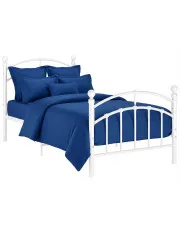 Białe metalowe łóżko pojedyncze 90x200 cm - Serafi w sklepie Edinos.pl