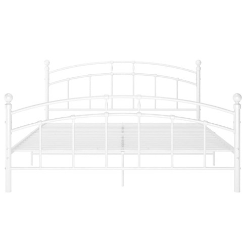 Białe łóżko metalowe z zagłówkiem Enelox