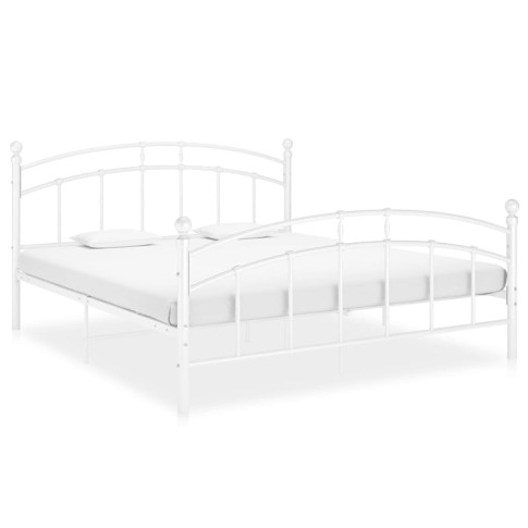 Białe metalowe łóżko z zagłówkiem Enelox