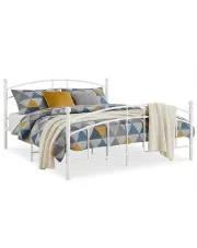 Białe metalowe łóżko małżeńskie 180x200 cm - Serafi w sklepie Edinos.pl