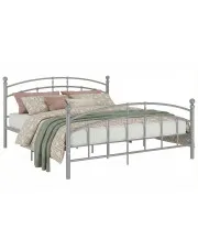 Szare metalowe łóżko w stylu vintage 200x200 cm - Serafi w sklepie Edinos.pl