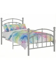 Szare metalowe łóżko jednoosobowe 90x200 cm - Serafi w sklepie Edinos.pl