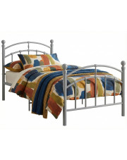 Szare metalowe łóżko z zagłówkiem 100x200 cm - Serafi w sklepie Edinos.pl