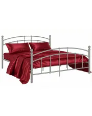 Szare metalowe łóżko z zagłówkiem 120x200 cm - Serafi w sklepie Edinos.pl