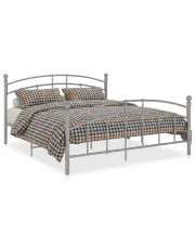 Szare metalowe łóżko dwuosobowe 140x200 cm - Serafi w sklepie Edinos.pl