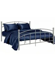 Popielate metalowe łóżko małżeńskie 160x200 cm - Serafi w sklepie Edinos.pl