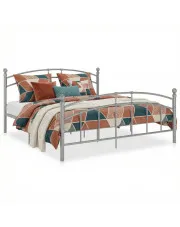 Szare metalowe łóżko małżeńskie 180x200 cm - Serafi w sklepie Edinos.pl
