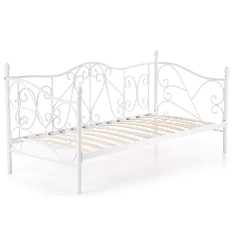 Zdjęcie produktu Białe pojedyncze metalowe łóżko jednoosobowe - Ember 90x200.