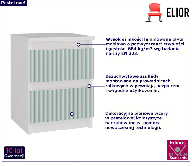 Biało-miętowa dziecięca szafka nocna Arsa 5X