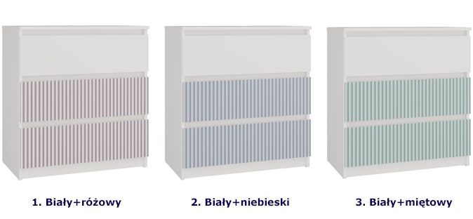 Biała komoda dziecięca z niebieskimi szufladami Bano 6X