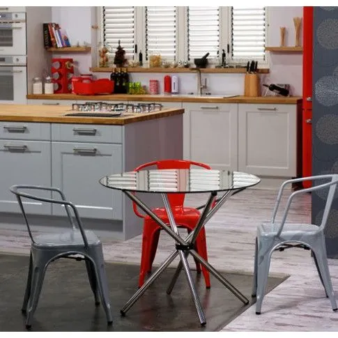 Szczegółowe zdjęcie nr 4 produktu Stół okrągły szklany Honsi - srebrny