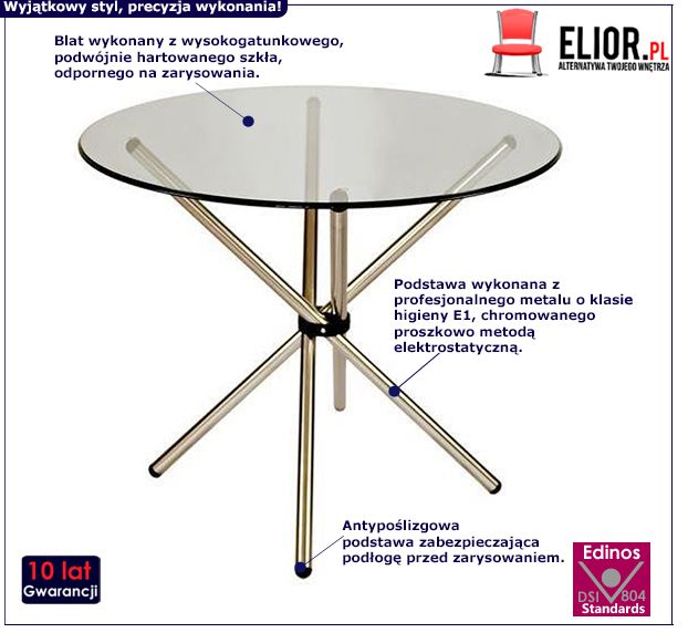 Designerski stół Honsi - srebrny