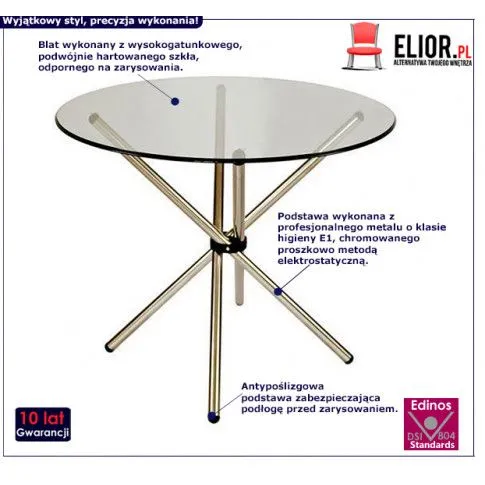 Fotografia Stół okrągły szklany Honsi - srebrny z kategorii Stoły