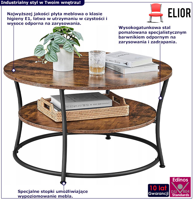 Okrągły stolik kawowy z półką Ineo 4X