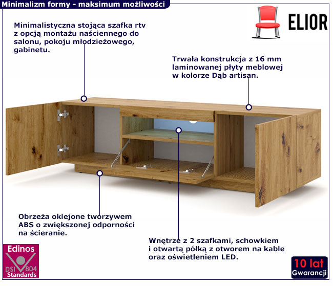 Szafka rtv 150 dąb artisan Nalbari 3X