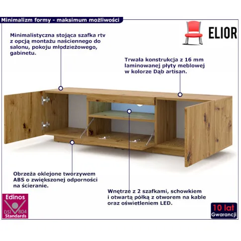 szafka rtv z półkami dąb artisan Nalbari 3X