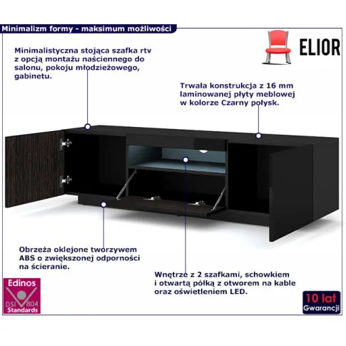 stojąca szafka rtv czarny połysk Nalbari 3X