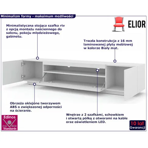 szafka rtv biały mat 200 cm Nalbari 4X