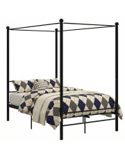 Czarne metalowe łóżko z baldachimem 140x200 cm - Aveiro w sklepie Edinos.pl