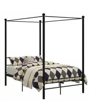 Czarne metalowe łóżko z baldachimem 140x200 cm - Aveiro w sklepie Edinos.pl