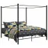 Czarne industrialne łóżko małżeńskie z baldachimem 160x200 cm - Aveiro