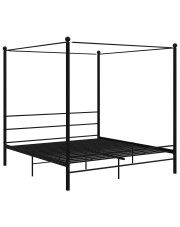 Czarne industrialne łóżko małżeńskie z baldachimem 160x200 cm - Wertes w sklepie Edinos.pl