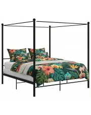 Czarne dwuosobowe łóżko z metalu 180x200 cm - Aveiro w sklepie Edinos.pl