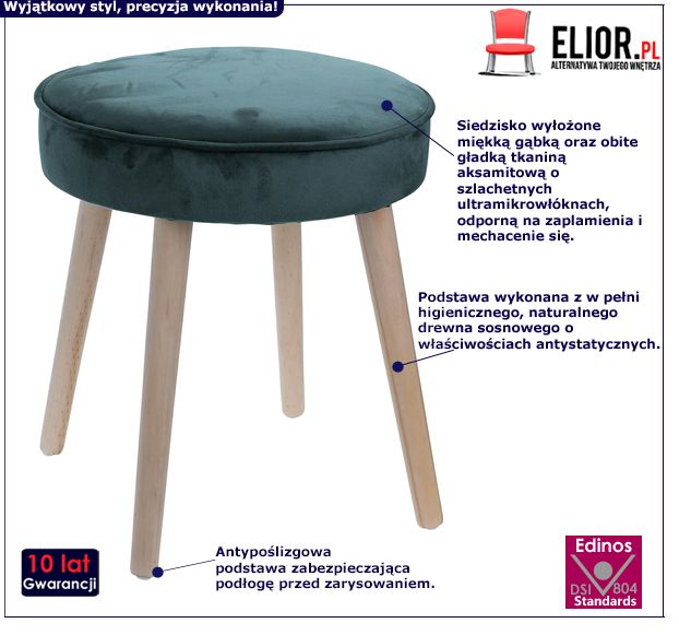 Elegancki taboret Rimmi - zielony