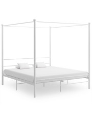 Białe metalowe łóżko małżeńskie 200x200 cm - Wertes w sklepie Edinos.pl