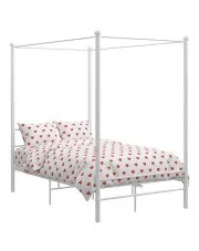 Białe metalowe łóżko z baldachimem 120x200 cm - Aveiro w sklepie Edinos.pl