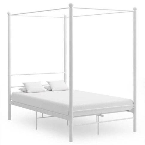 Białe rustykalne łóżko metalowe Wertes
