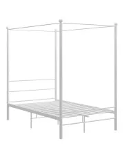 Białe metalowe łóżko z baldachimem 140x200 cm - Wertes w sklepie Edinos.pl